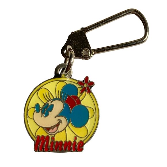 Vintage Minnie Mouse Locking Zipper Pull Enamel Charm Bag Purse Charm Signed - Picture 6 of 6